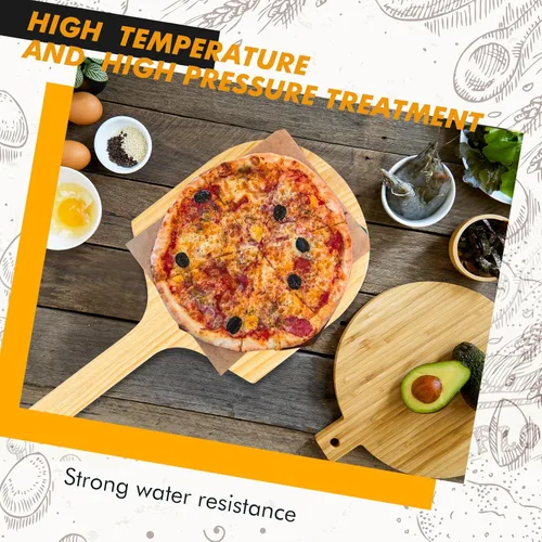 Miniatura 6 de Paquete de 2 cáscaras de madera para pizza, plato de 14 pulgadas de largo x 12 pulgadas de ancho, con mango de madera de 22 litros, 36 de longitud
