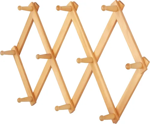 Miniatura 23 de Dseap Acordeón de pared: Perchero de pared expandible de madera de 16" de alto, soporte para sombreros, gancho de acordeón para gorras de béisbol
