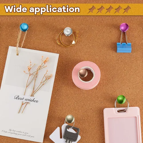 Miniatura 5 de Outus 100 Pcs Pines de empuje gigantes con tachuelas de pulgar grandes con cabezas de plástico de 1 pulgada, pines grandes para tablero de corcho
