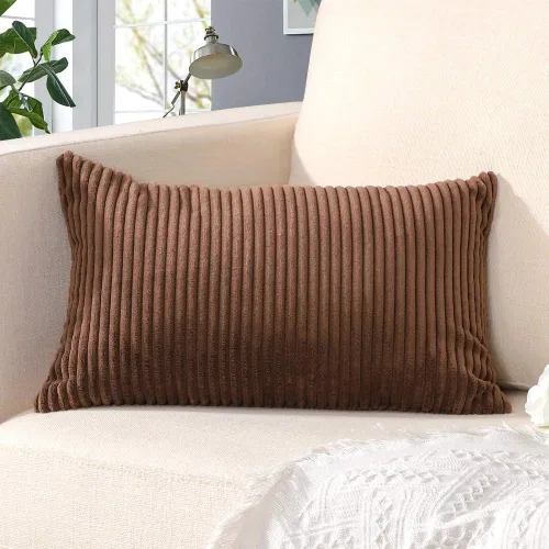 Miniatura 4 de Artscope Fundas de Almohada de Pana a Rayas Acogedoras Súper Suaves Decorativas Oblongas Fundas de Almohada Decorativa Funda de Cojín para Sofá