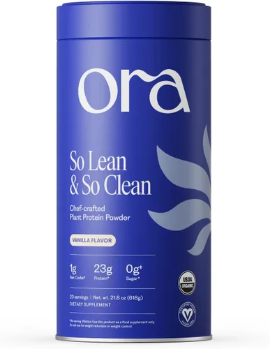 Ora Organic Proteína en polvo a base de plantas - 23g de proteína para mujeres y hombres - Sabor a vainilla 20 porciones, vegano, proteína limpia,
