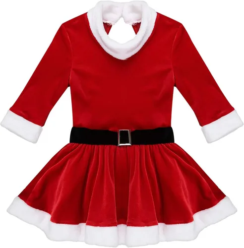 Miniatura 3 de TiaoBug Disfraz de señora Claus para niñas, disfraz de Papá Noel, vestido de fiesta de Navidad, vestido de patinaje sobre hielo, ballet, baile
