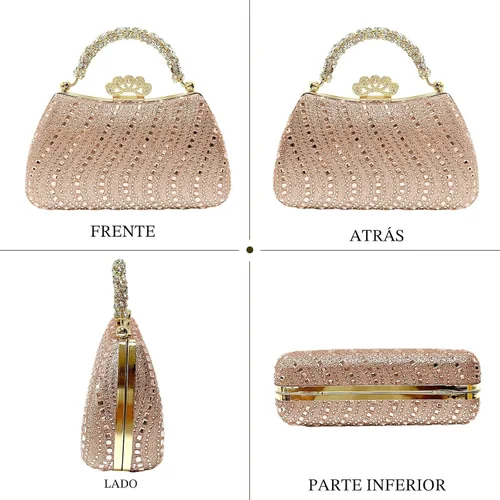 Miniatura 6 de Bolsos de mano con diamantes de imitación para mujer, bolso formal de noche con diamantes brillantes para cóctel, graduación, fiesta, boda