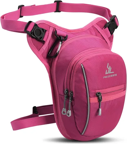 Miniatura 12 de Peicees Bolsa de Pierna con Espacio Expandible para Muslo, Bolsa de Cadera Impermeable para Montar en Motocicleta y Bicicleta al Aire Libre, Bolsa