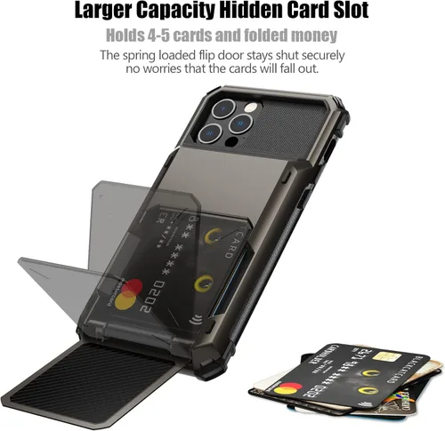 Miniatura 2 de Nvollnoe Funda para iPhone 12/12 Pro con Portarjetas [Almacena 5 Tarjetas] Funda Cartera de Doble Capa Resistente de Servicio Pesado a Prueba