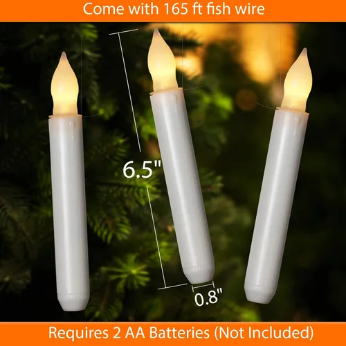 Miniatura 3 de Homemory Vela Flotante con Control Remoto de Varita, 12 Piezas Candelabros Mágicos Decoraciones de Bruja, Velas Cónicas Amarillas Cálidas Sin Llama