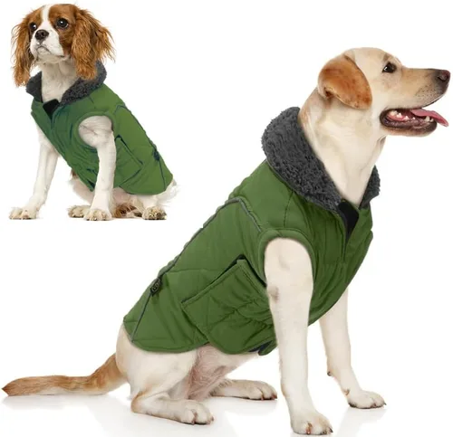 Miniatura 7 de EMUST Chamarras para perros, talla pequeña/mediana/grande, abrigo de invierno para perros grandes, azul oscuro, XL