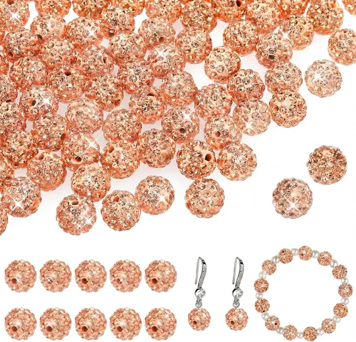 Miniatura 12 de Hicarer 120 cuentas de diamantes de imitación para pulseras, fabricación de bolígrafos de 0.394 pulgadas (0.394 in) de cristal brillante, arcilla