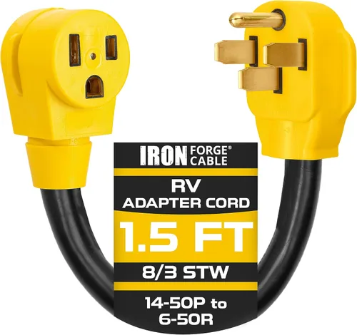 Miniatura 6 de Iron Forge Cable Cable de RV, generador y cable de alimentación adaptador eléctrico para RV, enchufe de bloqueo TT-30P a L5-30R, adaptador