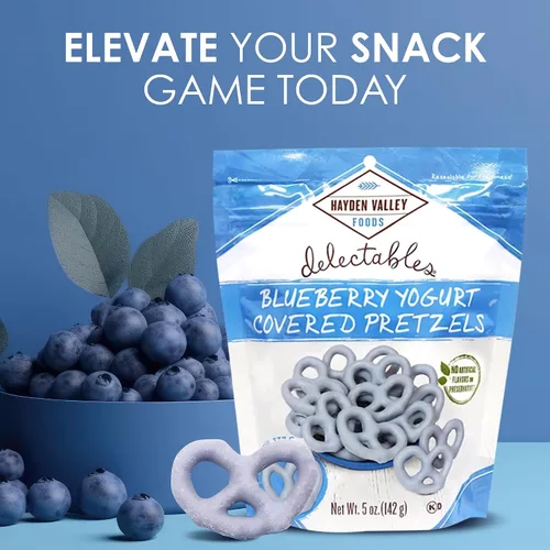 Miniatura 5 de Hayden Valley Foods Pretzels cubiertos con sabor a yogur de arándanos Bolsas de 5 onzas (paquete de 3) Sin sabores artificiales, conservantes