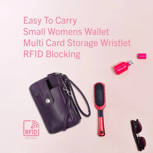 Miniatura 4 de Mundi Jacqui Cartera cruzada RFID para mujer, bolso de viaje pequeño de cuero vegano con soporte para teléfono, organizador compacto con ranuras