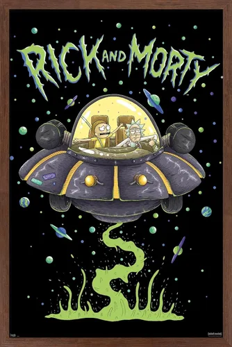 Miniatura 18 de Trends International Rick And Morty - Póster de pared de barco, 14.725 x 22.375 pulgadas, versión enmarcada de madera de granero