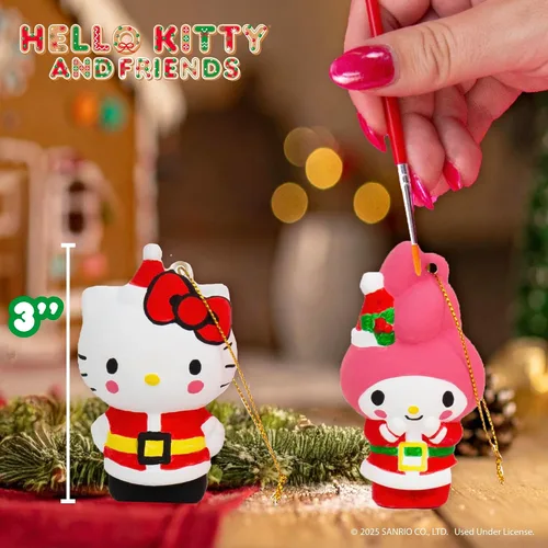 Miniatura 6 de Hello Kitty® y My Melody™ Kit para pintar tus propios adornos navideños, juego de manualidades de cerámica para las fiestas, paquete de 2