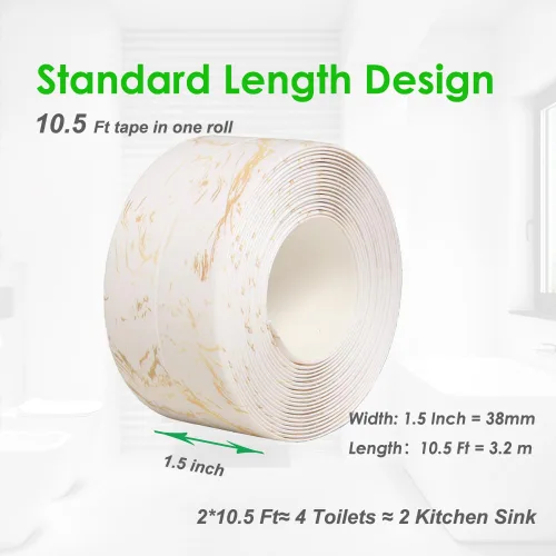 Miniatura 2 de Cinta de Calafateo para Cocina y Baño, 1.5 Pulgadas 10.5 Pies PVC Autoadhesiva Impermeable Cinta de Sellado de Calafateo, Ribete Sellador Decorativo