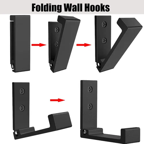 Miniatura 6 de Ganchos plegables para abrigos, ganchos plegables de pared para colgar de aleación de aluminio, colgador de tela, soporte para auriculares, gancho