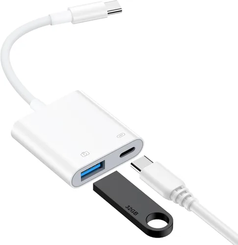 Adaptador de cámara USB a USB C con puerto de carga para iPhone 16e 16 15 MacBook, adaptador USB hembra OTG para Android Samsung Galaxy A17 A36 A56