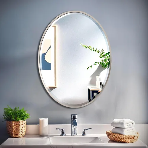 Miniatura 18 de Gatco Espejo de pared de baño 1820, 28 pulgadas de alto x 21 pulgadas de ancho, espejo moderno para sala de estar, tocador, diseño delgado, espejo