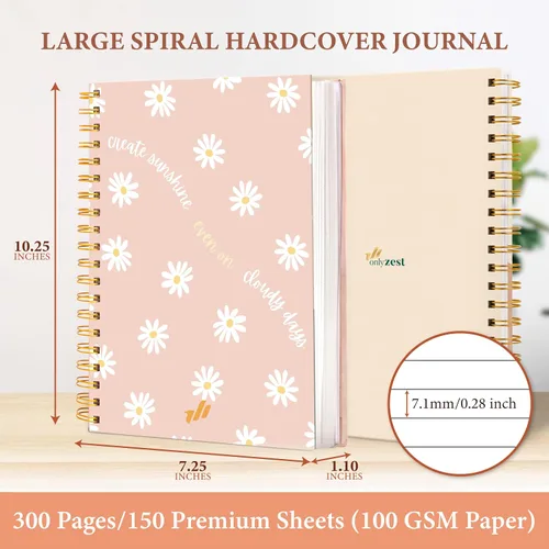 Miniatura 2 de Diario para mujer, 10.25 x 7.25 pulgadas, 300 páginas, cuaderno de espiral de tapa dura con rayas universitarias, cuaderno de reunión para el Crear