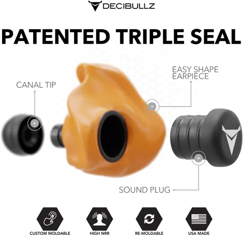Miniatura 3 de Decibullz - Tapones para oídos moldeables a medida, 31 dB NRR más alto, protección auditiva cómoda para disparar, viajar, trabajar y conciertos