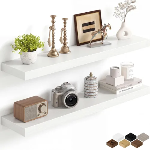 Miniatura 93 de Fun Memories Estantes flotantes de 16 pulgadas para pared, estantes de 8 pulgadas de profundidad para baño, dormitorio, cocina, montaje en pared