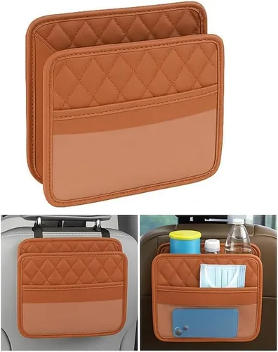 Miniatura 9 de Mandark Organizador de respaldo de asiento de automóvil, cuero PU, bolsillo de almacenamiento colgante para asiento trasero del vehículo, accesorios