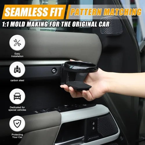 Miniatura 6 de Portavasos para automóvil compatible con Land Rover Defender 90 110 130 2020-2025 Expansor para bebidas Portavasos de expansión de puerta de agua