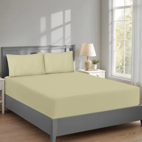 Miniatura 2 de RUVANTI Sábana bajera ajustable 100% algodón tamaño matrimonial – Sábana bajera de percal refrescante crujiente – transpirable y duradera – Bolsillo