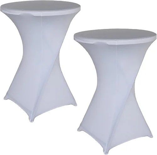 Miniatura 13 de Jeloris Paquete de 2 manteles redondos de elastano elástico de elastano de 32 x 43 pulgadas, color negro, para bodas, banquetes, eventos, fiestas