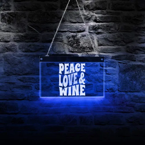 Miniatura 4 de The Geeky Days Custom Peace Love and Wine LED Neon Bar Sign Custom Business Logo Cita divertida Bar Pub Iluminación Decoración de pared Letrero
