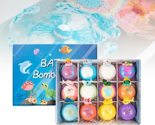 Miniatura 11 de Bombas de baño con sorpresa en el interior, paquete de 6/12 unidades de regalo de baño de burbujas gaseosas, huevo de dinosaurio y océano, bolas