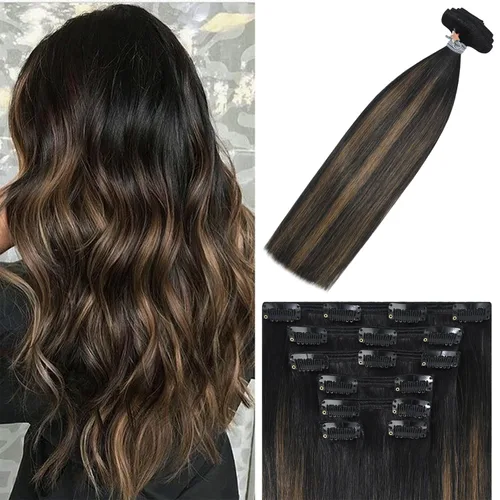 Miniatura 54 de WindTouch - Extensiones de cabello humano Remy con pinzas, color rubio decolorado combinado con balayage, para cabello rubio, 2.47 onzas, N.°