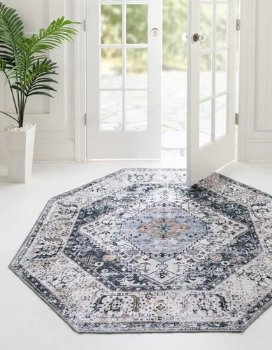 Miniatura 13 de Unique Loom Yara Collection - Alfombra de área Yash (2' x 3' Rectángulo, Lino Carbón/Beige)