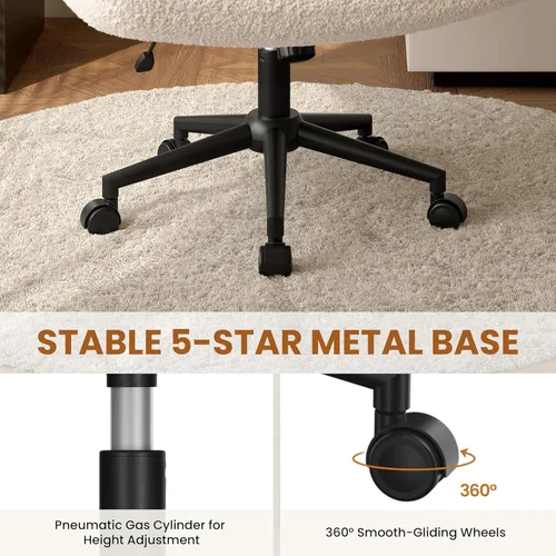 Miniatura 7 de Yaheetech Silla de Escritorio de Oficina con Patas Cruzadas Anchas sin Ruedas, Sillas Giratorias Cómodas para Computadora de Tocador para Hogar