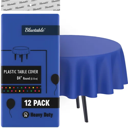 Miniatura 17 de Bluetable Mantel de plástico desechable rectangular negro (paquete de 12) a granel, mantel ultra resistente (54 x 108 pulgadas), mesas de 6 pies u 8