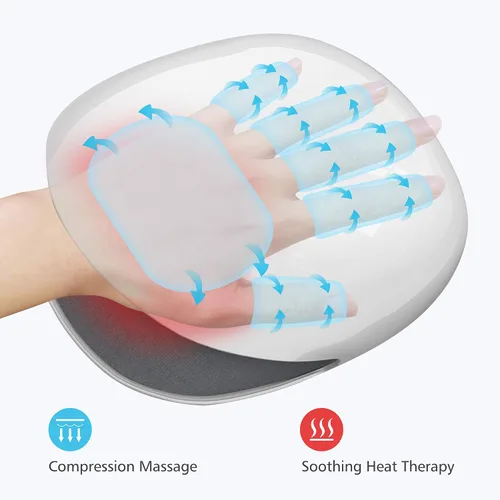 Miniatura 2 de COMFIER Masajeador de manos inalámbrico con calor, 3 niveles de compresión y calefacción, masajeador Shiatsu de cuello y espalda, almohadilla