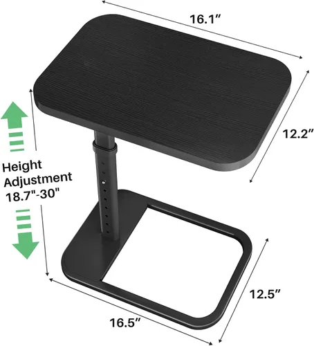 Miniatura 2 de Kitstorack Mesa de bandeja de TV mejorada con bloqueo de panel, altura ajustable y diseño abatible de 90°, mesa lateral auxiliar para brazo de sofá