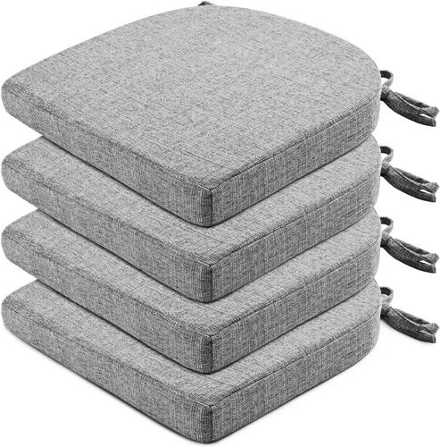Miniatura 15 de Wellsin Cojines para sillas de comedor, 4 unidades, cojines para sillas de cocina con lazos y base antideslizante, almohadillas para sillas de Azul