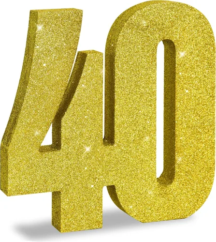 Miniatura 9 de TONIFUL Centros de mesa de madera número 0 con purpurina dorada de 7.8 pulgadas, decoración de fiesta de cumpleaños, oro brillante digital 0