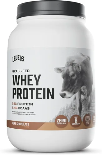 Miniatura 16 de Levels - Polvo de proteína de suero alimentado con pasto, sin artificiales, 24G de proteína, chocolate puro, 5 libras