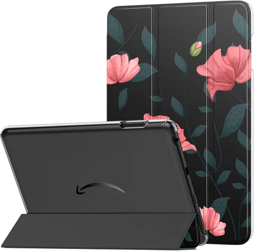 Miniatura 22 de MoKo Funda para tableta Amazon Kindle Fire HD 8 y 8 Plus (12/10ª generación, 2022/2020), funda de piel sintética con soporte triple y carcasa azul