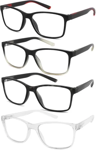Miniatura 8 de Gafas de lectura con bloqueo de luz azul para hombres, paquete de 4 elegantes lectores de computadora con bisagras de resorte, filtro Paquete de 4