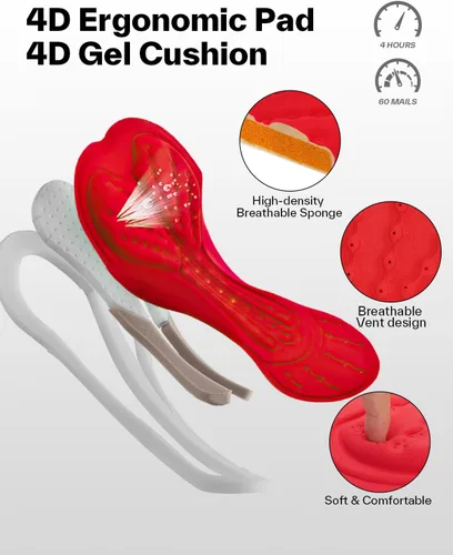 Miniatura 2 de Sportneer Pantalones cortos de ciclismo acolchados para hombre, acolchado 4D, pantalones cortos de ciclismo para hombre, transpirables y absorbentes