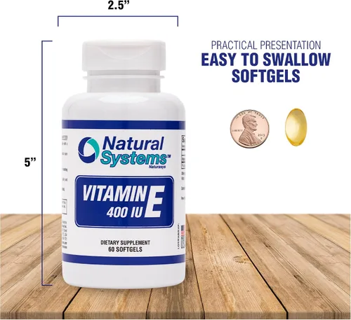 Miniatura 7 de Natural Systems - Vitamina E 60 cápsulas blandas de 400 UI de Natural Systems - Suplementos de vitamina E para el sistema inmunológico * - Cápsulas