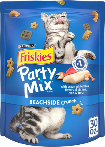 Golosinas para gatos Purina Friskies, Party Mix Beachside Crunch - Bolsa de 30 onzas