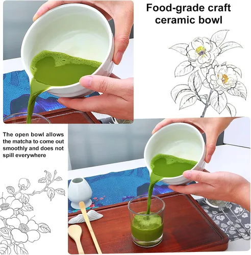 Miniatura 5 de Juego de batidor de matcha, juego de 11 piezas, kit de matcha, batidor hecho de bambú 100% natural, juego de 11 componentes para todas tus Blanco