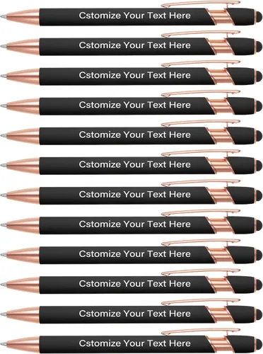 Miniatura 16 de Kingluu 12 bolígrafos personalizados con punta de lápiz capacitivo, grabado gratis, tinta negra, bolígrafo personalizado con tu nombre, logotipo