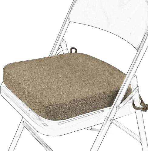 Miniatura 9 de SINOSSO Cojín de espuma viscoelástica para silla plegable, 1 unidad, almohadilla cuadrada gruesa de 2 pulgadas para silla de cocina con lazos, cojín