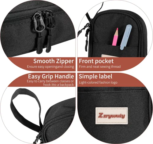 Miniatura 4 de Zzrywuty - Estuche de bolígrafos con cremallera, estuche de lápices portátil para oficina y viajes, estuche grande para lápices para adolescentes