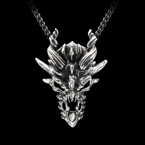 Miniatura 4 de Alchemy Gothic Colgante de calavera de dragón (Metal-Wear), Peltre