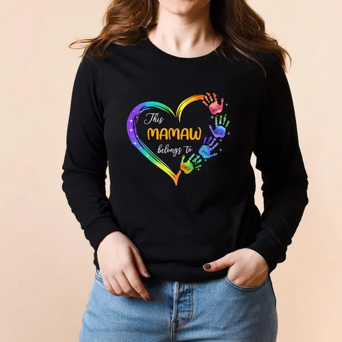 Miniatura 6 de Camisa personalizada con las manos con nombre de Mamaw Belongs to Grandchildren Regalo personalizado para el día de la madre, Navidad, cumpleaños